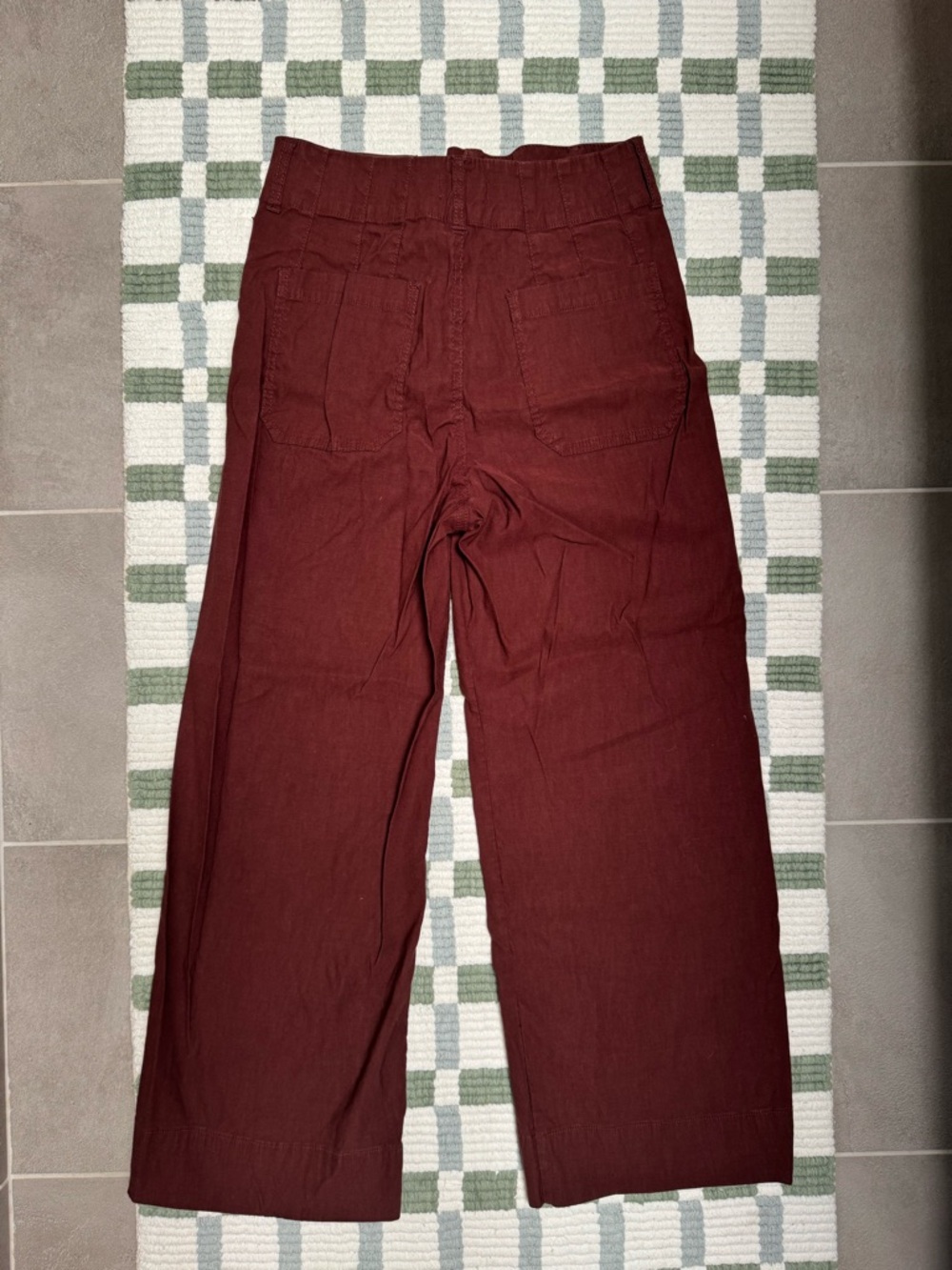 Anthropologie Maeve Wide-Leg Cropped Pants in Deep Burgundy - Picture 2 of 5